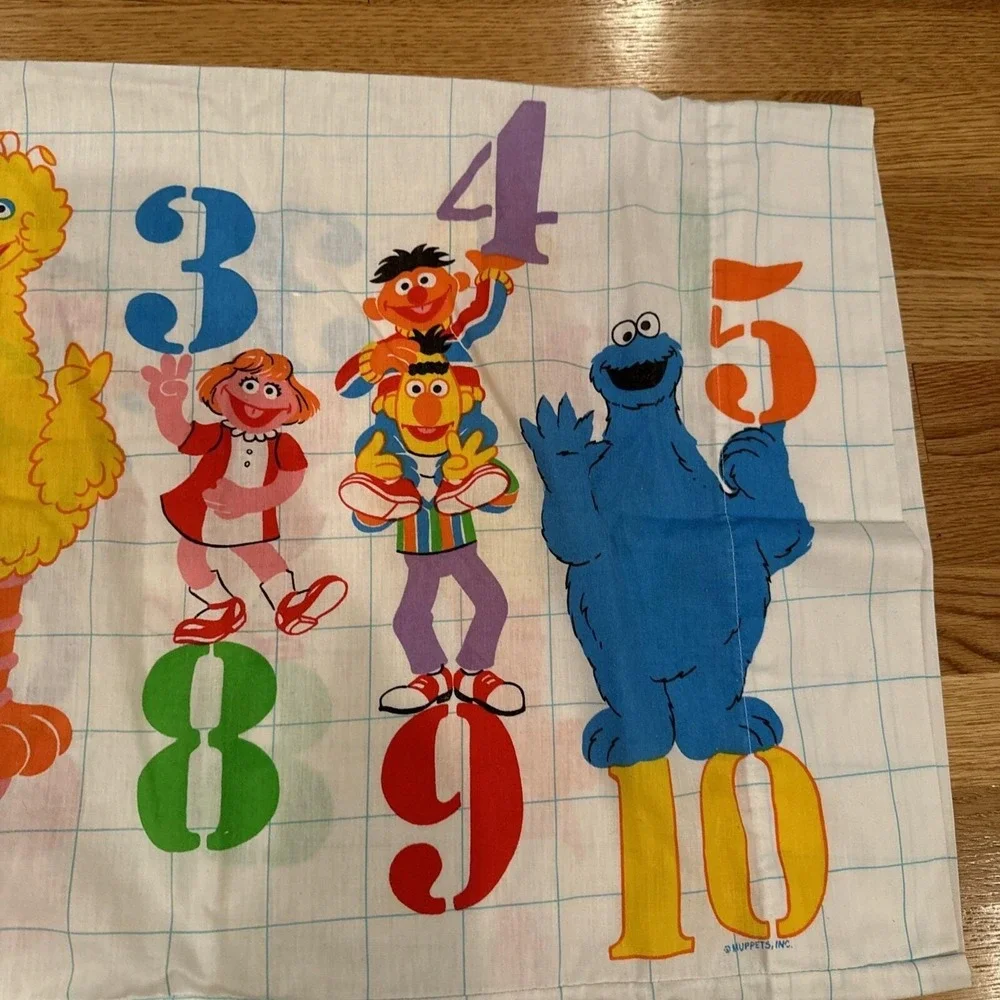 Vintage Stevens Sesame Street USA Made Flat Sheet & 1 Pillow Case Twin Bed - Picture 4 of 7